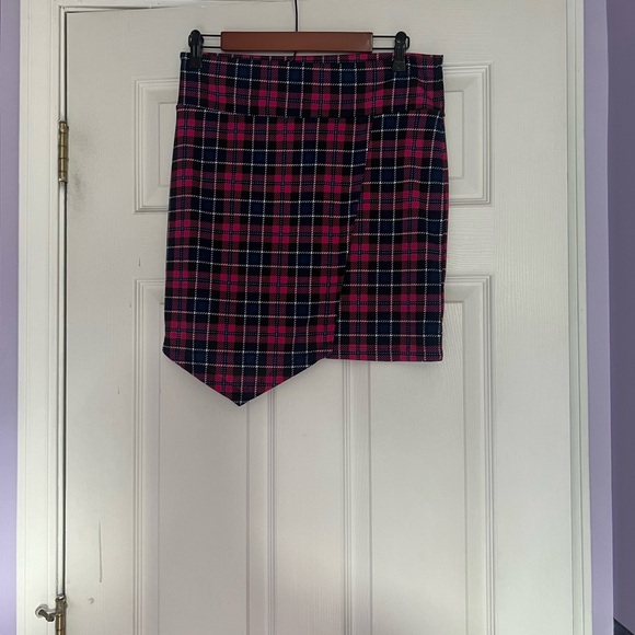 Lily Star Asymmetrical Plaid Skirt - Picture 1 of 5